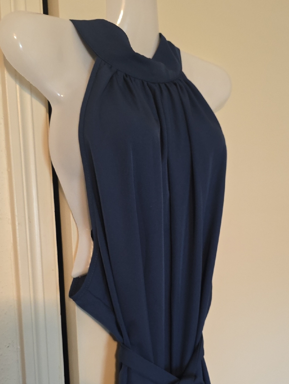 Navy Sleeveless Maxi Jumper With Backout - Picture 6 of 10